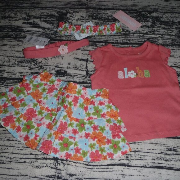 Gymboree Hula Baby 3-6 Month Skirt Bloomer Shirt Headband Outfit NWT